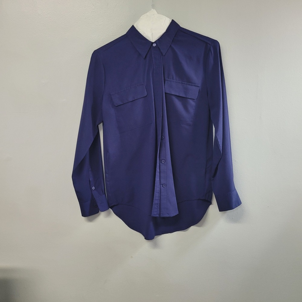 Apt 9 Womens Long Sleeve Button Down Shirt Purple Medium
